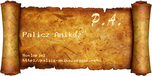 Palicz Anikó névjegykártya